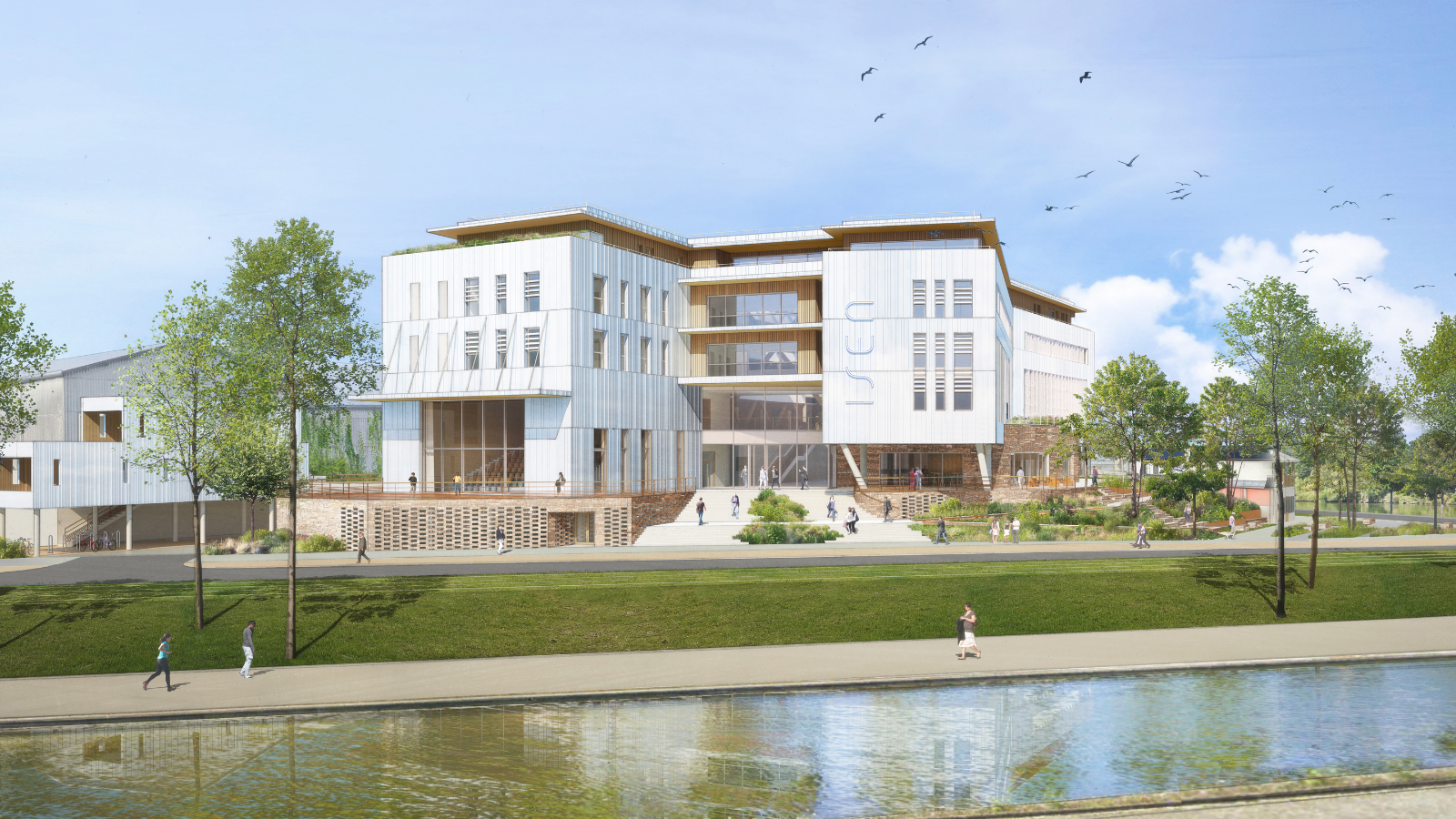 Visite architecturale – Le futur Campus de l’ISEN à Caen, un bâtiment qui se développe autour d’une rue intérieure bioclimatique sur 5 niveaux, en ossature bois – avec Épicuria Architectes – Jeudi 9 Avril à 11h